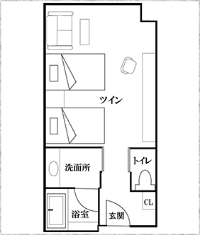 スタンダード（ベランダなし） 山側 間取り